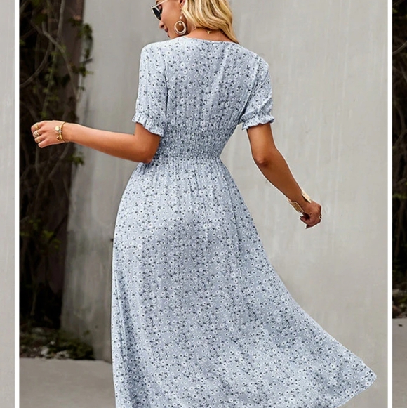 NWT beachsissi V Neck Smocked Chest Floral Print Maxi Dress - Picture 4 of 8